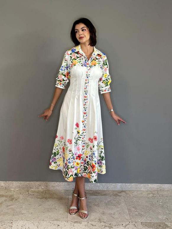 Vestido blanco/flores Current Air