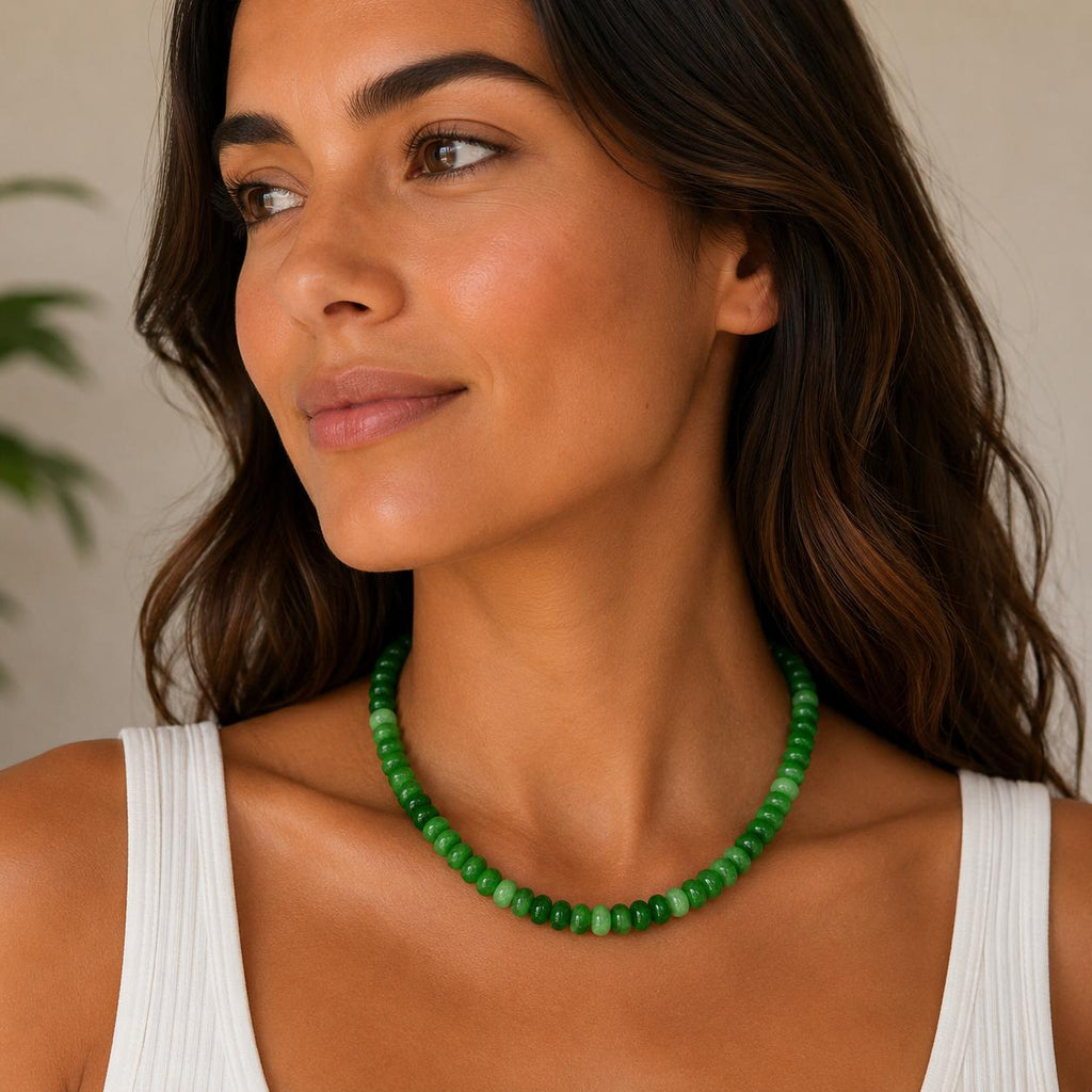Collar Bolitas piedra natural colores