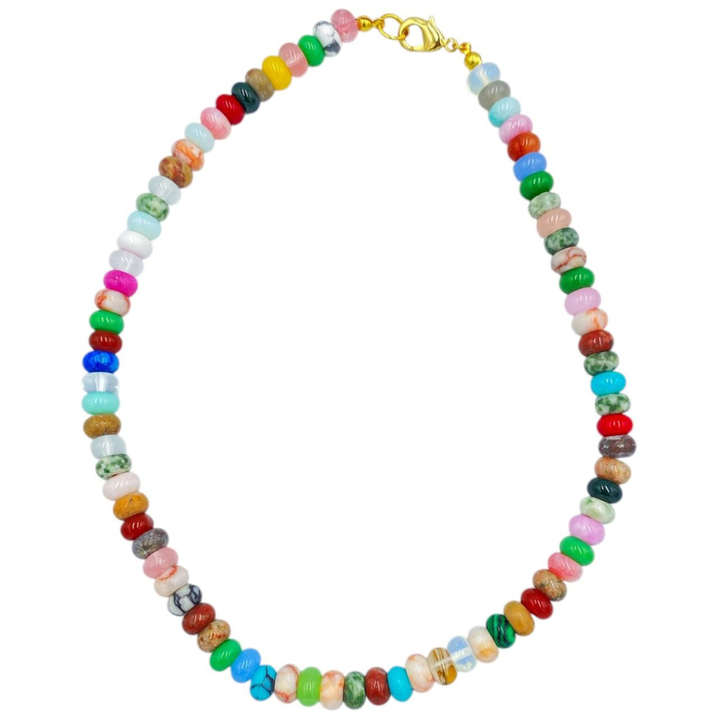 Collar Bolitas piedra natural colores