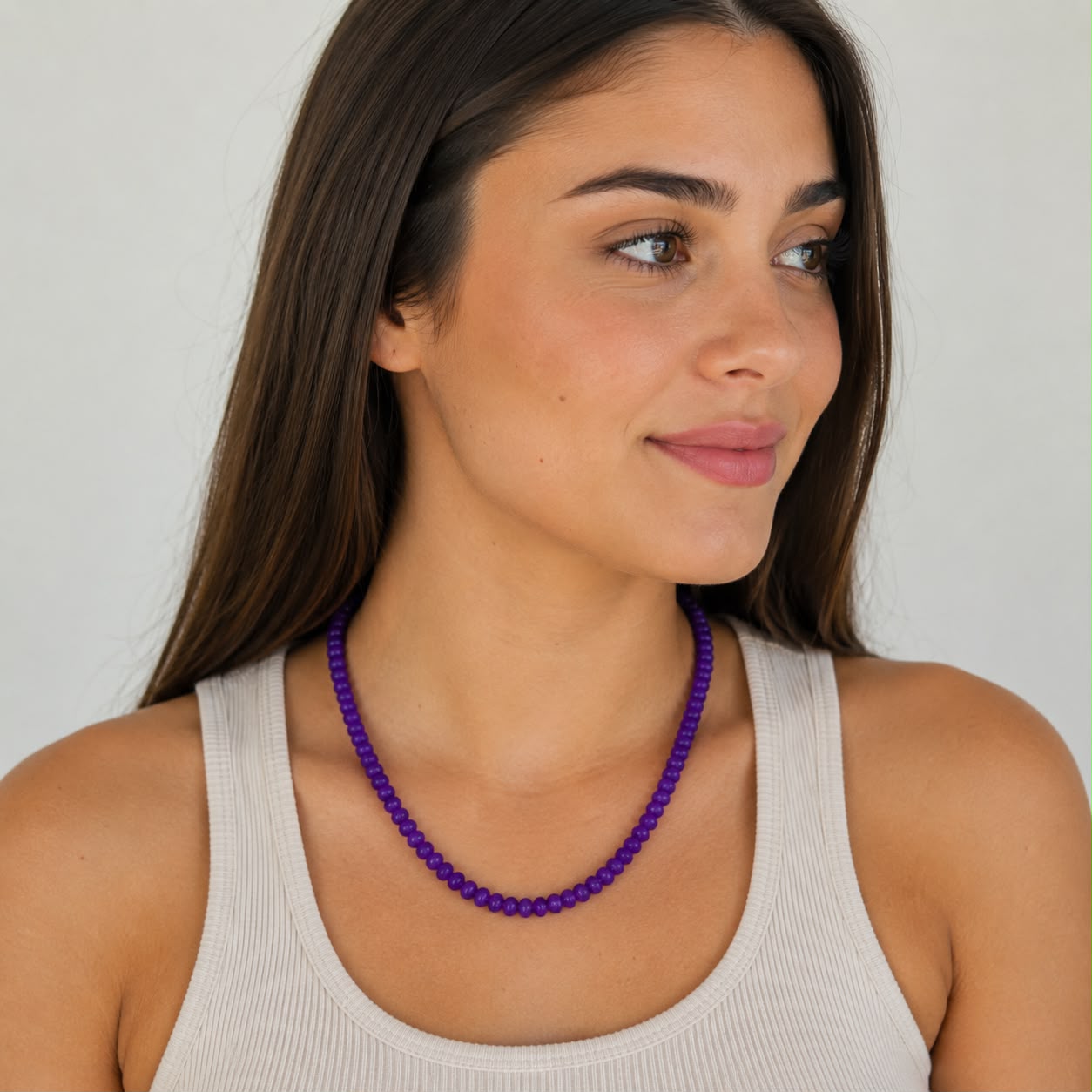 Collar Bolitas piedra natural colores