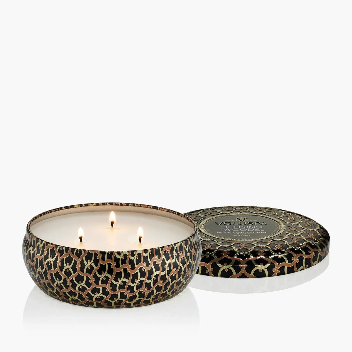 3 Wick Tin Candle 12OZ. Burning Woods
