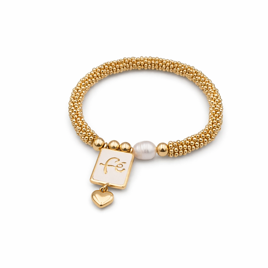 Moné Jewelry Pulsera Religiosa Perlas Medalla