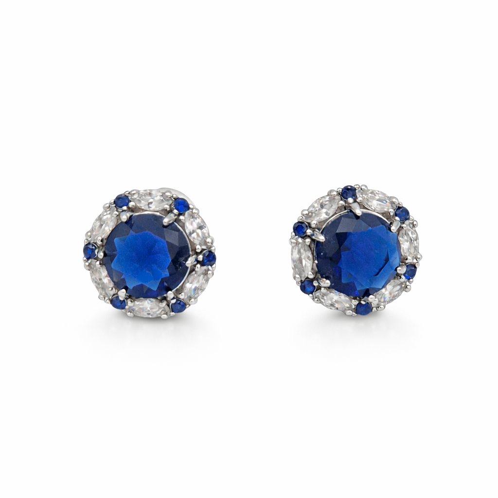 Moné Jewelry Aretes zafiro con zirconias